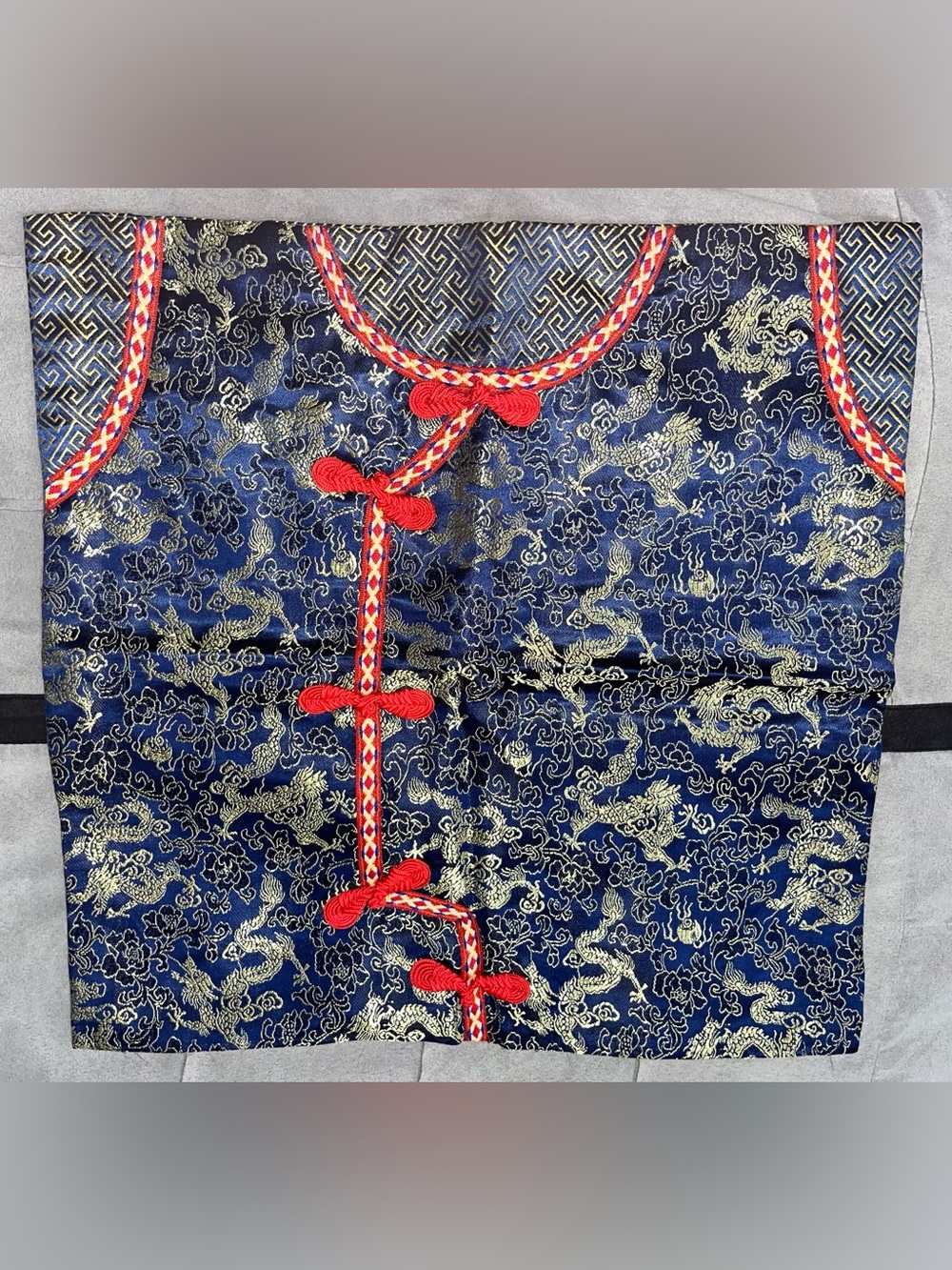 Blue Asian Dragon Print Square Zippered Pillow Cover - NEW W/OUT TAGS